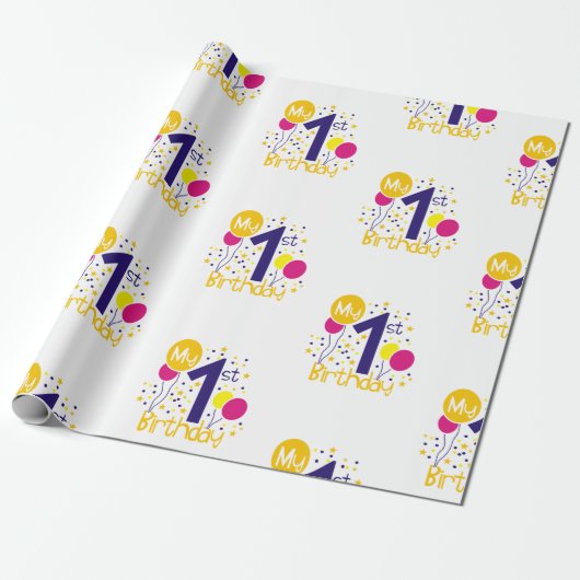 Mijn eerste verjaardag cadeaupapier (Uitgerold)