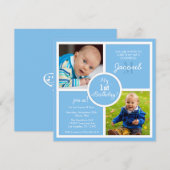 Mijn eerste verjaardag (eerst) - Sky Blue Squares  Kaart (Voorkant / Achterkant)