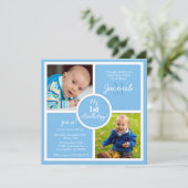 Mijn eerste verjaardag (eerst) - Sky Blue Squares  Kaart (Staand voorkant)