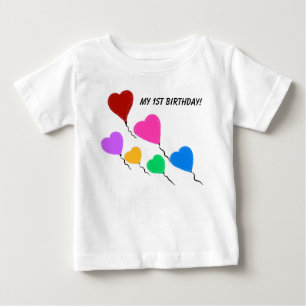 Mijn eerste verjaardag Heart Balloons Baby T-Shirt
