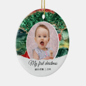 Mijn eerste verjaardag kerstglitter keramisch ornament (Rechts)