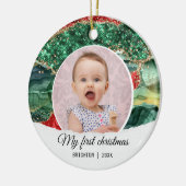 Mijn eerste verjaardag kerstglitter keramisch ornament (Links)