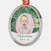 Mijn eerste verjaardag kerstglitter metalen ornament (Links)