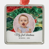 Mijn eerste verjaardag kerstglitter metalen ornament (Voorkant)