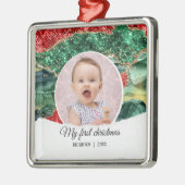 Mijn eerste verjaardag kerstglitter metalen ornament (Links)