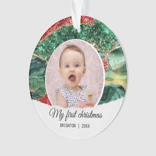 Mijn eerste verjaardag kerstglitter ornament (voorkant)