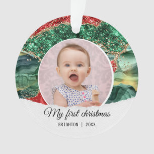 Mijn eerste verjaardag kerstglitter ornament