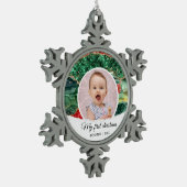 Mijn eerste verjaardag kerstglitter tin sneeuwvlok ornament (Links)