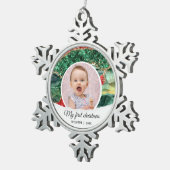 Mijn eerste verjaardag kerstglitter tin sneeuwvlok ornament (Rechts)
