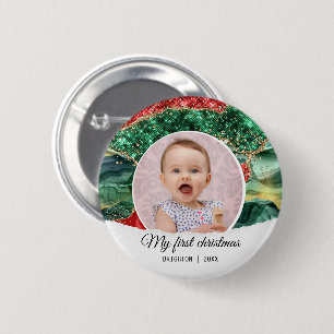 Mijn eerste verjaardag kerstmis ronde button 5,7 cm