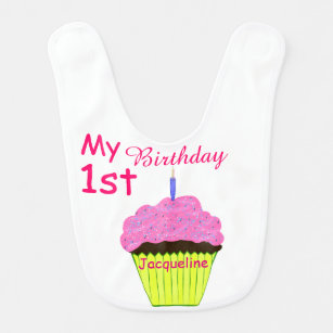 Mijn eerste verjaardag Roze Chocolade Cupcake Baby Slabbetje