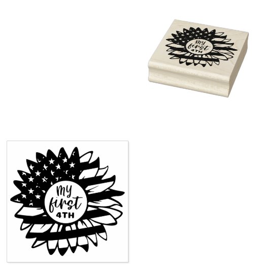 Mijn eerste vierde van juli patriottische zonneblo rubberstempel (Gestempeld)