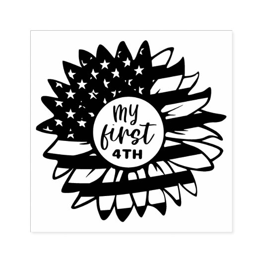 Mijn eerste vierde van juli patriottische zonneblo rubberstempel (Afrduk)