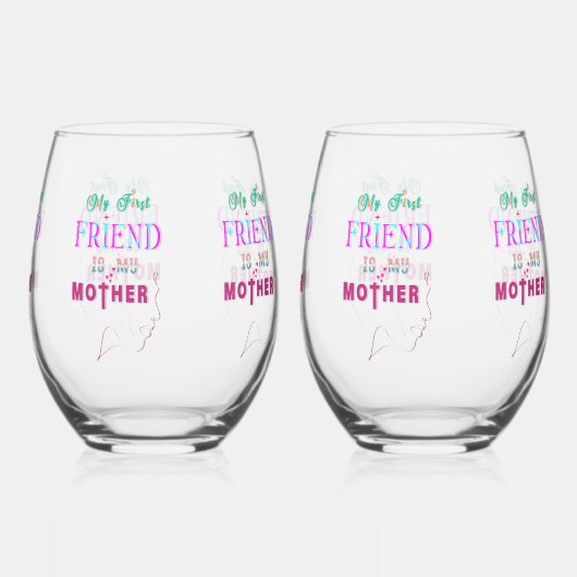 Mijn eerste vriend is mijn moeder wijnglas zonder voet (Achterkant)