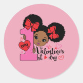 Mijn eerste zwarte Valentijnsdag Ronde Sticker (Voorkant)