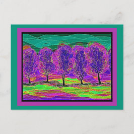 Mijn eigen computer Art Paarse bomen Briefkaart