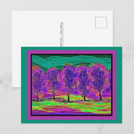 Mijn eigen computer Art Paarse bomen Briefkaart (Voorkant / Achterkant)