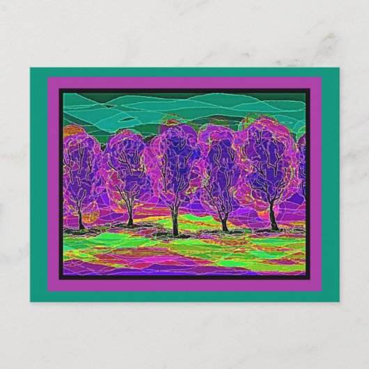 Mijn eigen computer Art Paarse bomen Briefkaart (Voorkant)