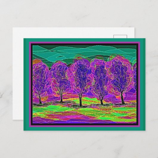 Mijn eigen computer Art Paarse bomen Briefkaart (Voorkant / Achterkant)