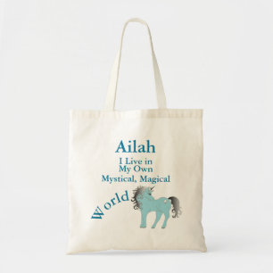 Mijn eigen mystieke Magische Wereld Blauwe Unicorn Tote Bag
