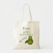 Mijn eigen mystieke magische wereld groene dinosau tote bag (Voorkant)
