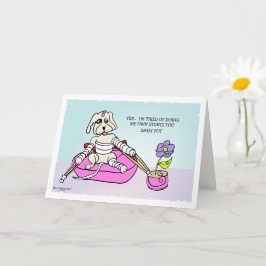 Mijn eigen stunts doen Dog Cartoon krijgt een goed Kaart (Kleine Plant)