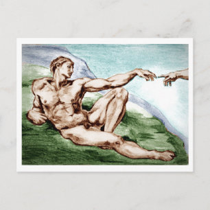 Mijn eigen tekening van Michelangelo's Adam Briefk Briefkaart