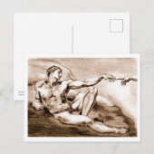 Mijn eigen tekening van Michelangelo's Adam Briefkaart (Voorkant / Achterkant)