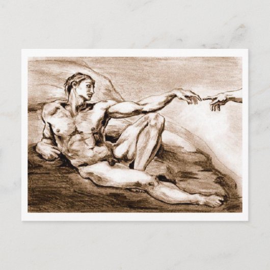 Mijn eigen tekening van Michelangelo's Adam Briefkaart (Voorkant)