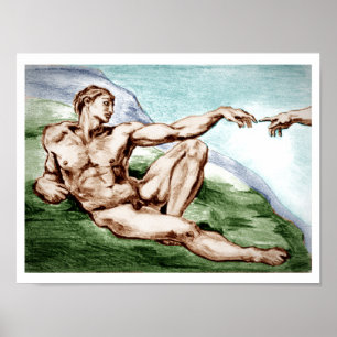 Mijn eigen tekening van Michelangelo's Adam Poster