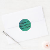 Mijn eigen tekst hier blauw-groen getextureerd ronde sticker (Envelop)