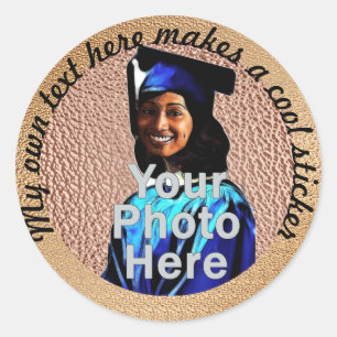 Mijn eigen tekst hier Photo Copper Ronde Sticker