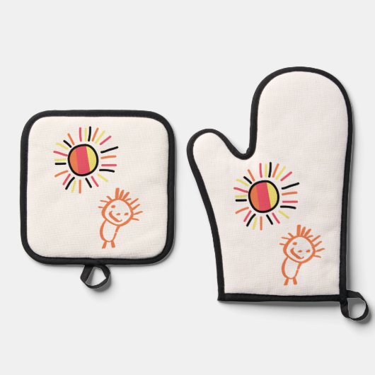 Mijn eigen zon ovenwant & pannenlap set (Voorkant)