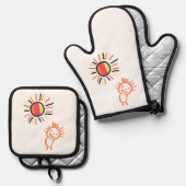 Mijn eigen zon ovenwant & pannenlap set (Voorkant / Achterkant)