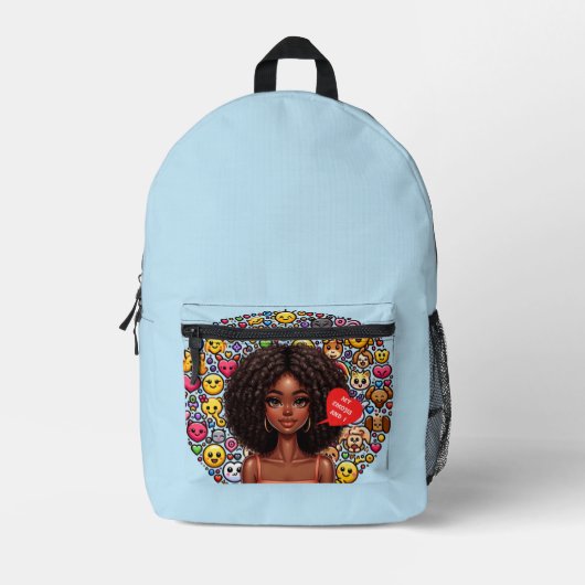 Mijn emoji's en ik print gesneden naaizak bedrukte rugzak (Voorkant)
