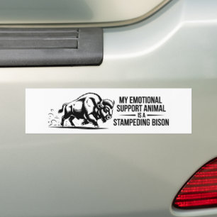 Mijn Emotionele Steun Dier dat Bizons op Hol Jaagt Bumpersticker