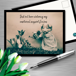 Mijn emotionele steun geven Bloemen Dog Briefkaart