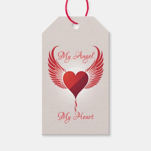 Mijn Engel Mijn Hart - Engelenvleugels Hart Cadeaulabel (Voorkant)