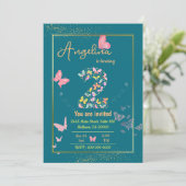 Mijn engel wordt twee: mijn vlinder is jarig kaart (Staand voorkant)