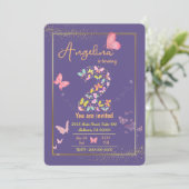 Mijn engel wordt twee: mijn vlinder is jarig kaart (Staand voorkant)