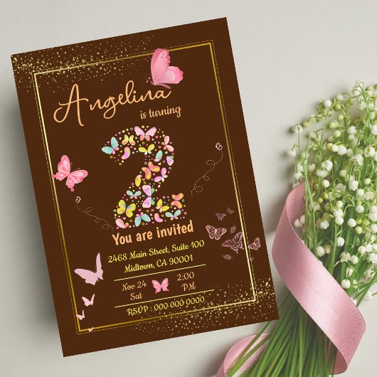 Mijn engel wordt twee: mijn vlinder is jarig kaart