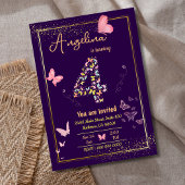 Mijn engel wordt vier: mijn vlinder is jarig kaart