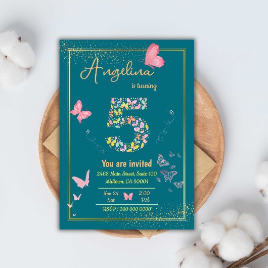 Mijn engel wordt vijf: de verjaardag van mijn vlin kaart