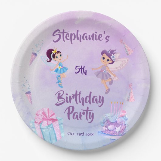 Mijn engel wordt vijf: Sprookjesachtige thema verj Papieren Bordje (Voorkant)