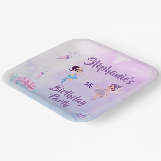 Mijn engel wordt vijf: Sprookjesachtige thema verj Papieren Bordje (Gebogen)