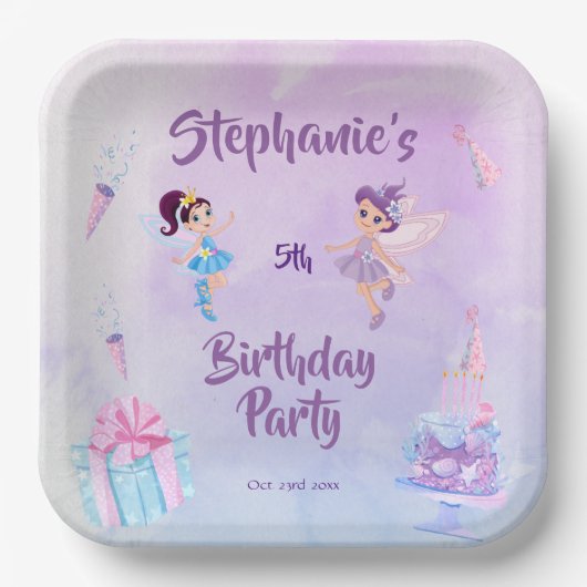 Mijn engel wordt vijf: Sprookjesachtige thema verj Papieren Bordje (Voorkant)