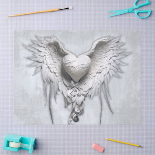 Mijn engelenhart, gevleugeld hart tissuepapier (Craft)