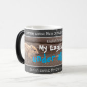 Mijn Engels is onder alle varken - gekke Duits gez Magische Mok (Voorkant links)
