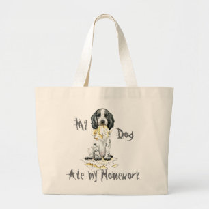 Mijn Engelse Cocker Ate Mijn thuiswerk Grote Canva Tote Bag