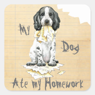 Mijn Engelse Cocker Ate My Homework Square Sticker